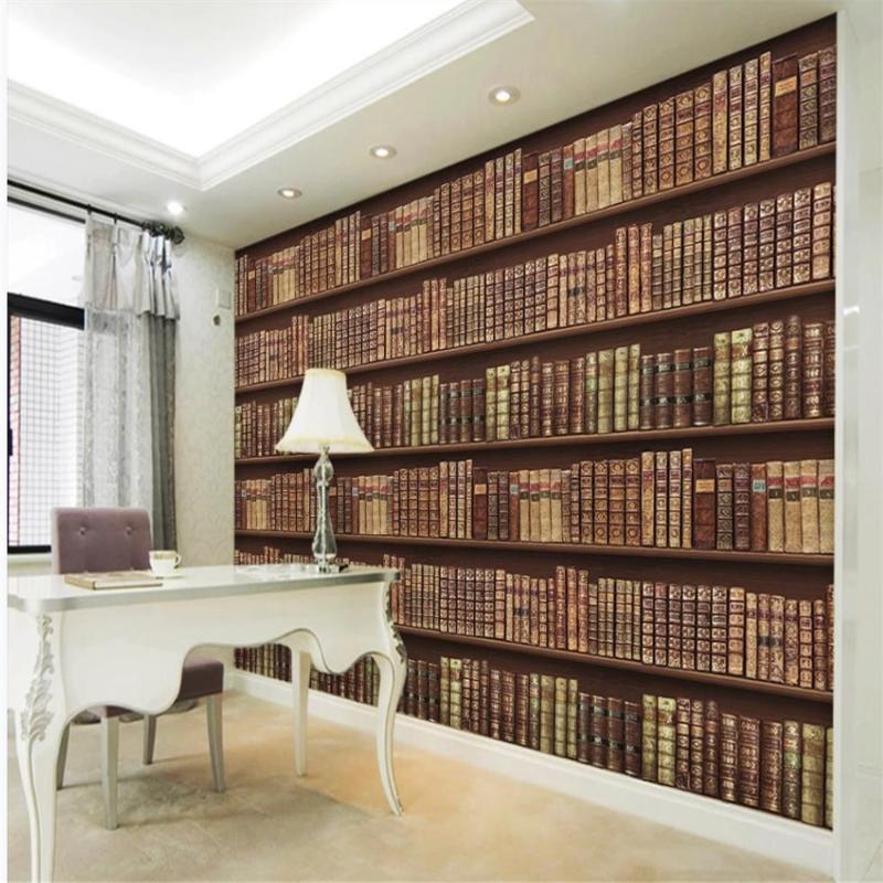 

wallpaper for walls 3 d for living room Retro european bookself wallpapers background wall, As pic