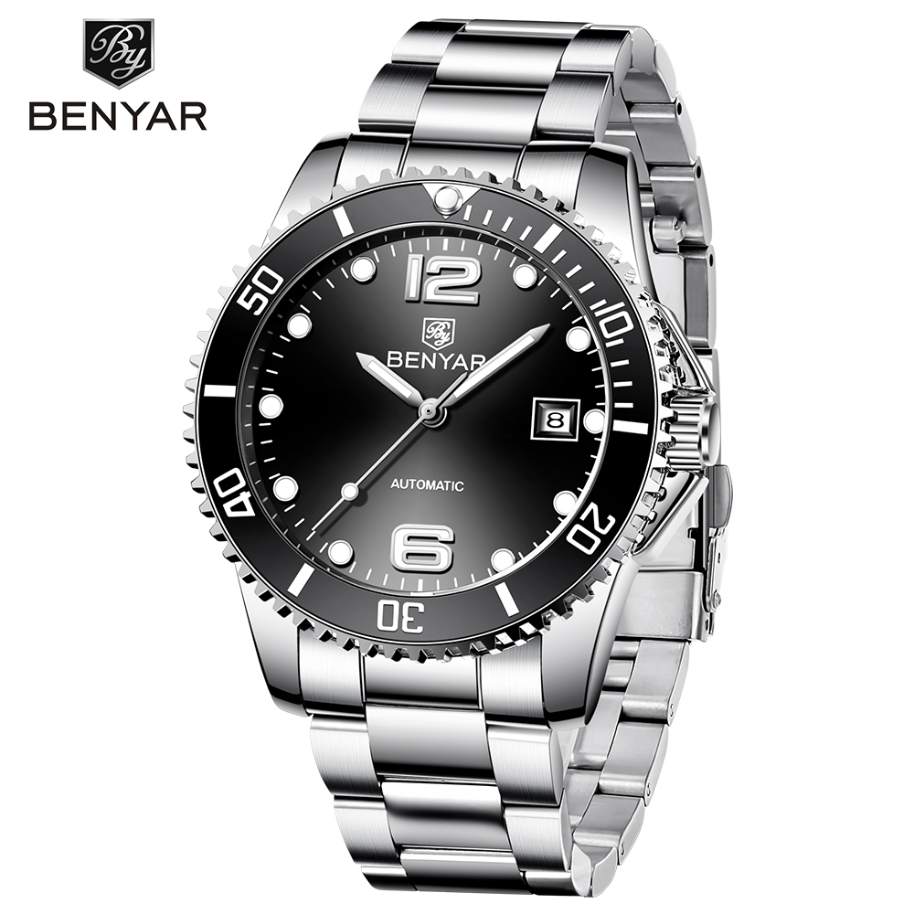 

2019 BENYAR Top Brand Men Mechanical Watch Automatic Fashion Luxury Stainless Steel Male Clock, No send watch for shipping