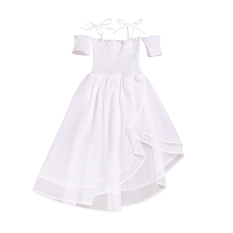 

Summer girls kids dresses White Chiffon princess dress Sweet off Shoulder sling skirts kids designer clothes girls DHL JY361