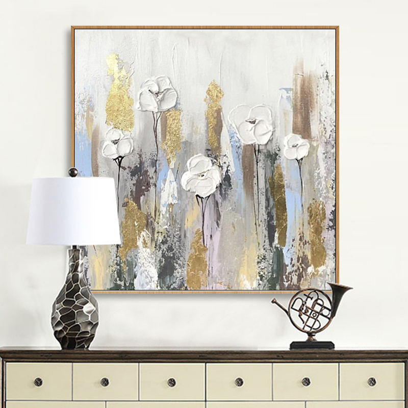 

100% Hand Painted Abstract Flowers Art Oil Painting On Canvas Wall Art Wall Adornment Pictures Painting For Live Room Home Decor