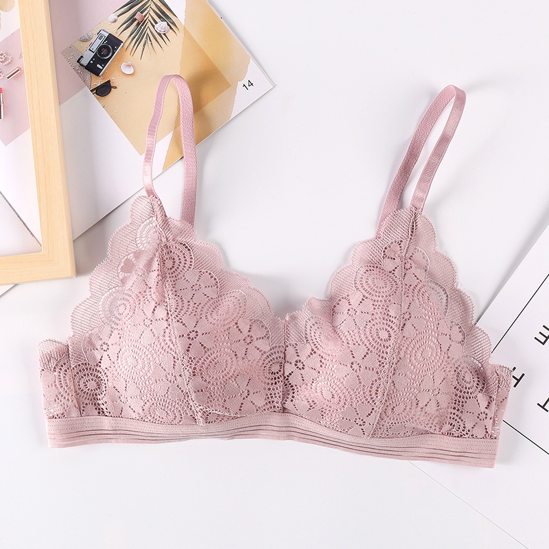 

Sexy Bralette Deep V Lace Bras For Women Back-Breasted Underwear Adjustable Gather No Steel Ring Bra For Women