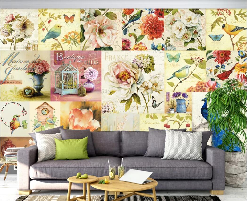 

3d room wallpaper custom photo mural European and American style retro rose oil painting TV background wall wallpaper for walls 3 d, Non-woven fabric