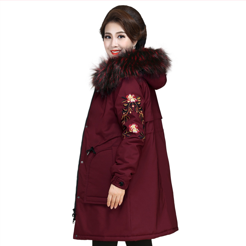 

2019New winter Women parka coat Korean Padded jacket Thicken female models in the long section hooded cotton padded Warm coat 5X, Black