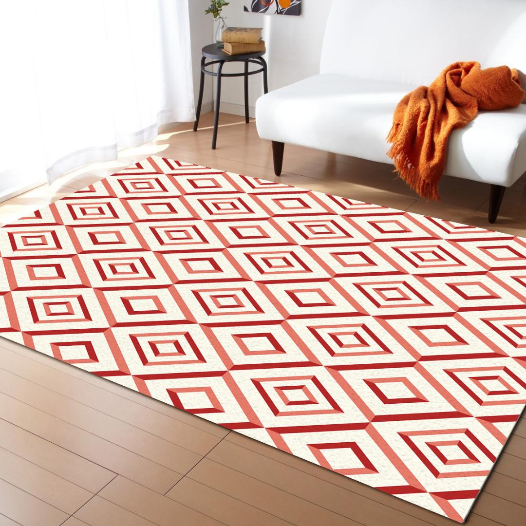 

Orange Modern Geometry Modern Carpets for living room Geometric Rugs Large Anti-slip Safety Carpet, As pic