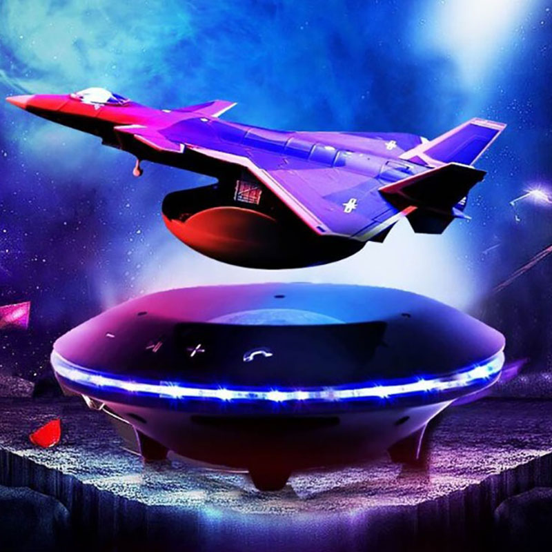 

Smart Bluetooth speakers fighter style magnetic levitation design super bass stereo touch control wireless charging seven colors LED lights