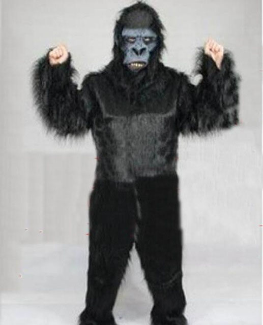 Furry Gorilla Ape Monkey Novelty Body Suit Adults Mask Mens Fancy Dress Costume