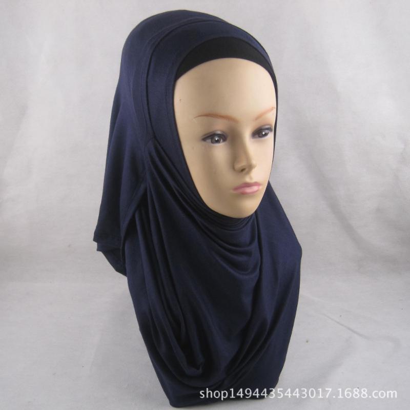 

24 Colors New Muslim Hijab Scarf Solid headscarf cotton long scarf with 2 slip on hole