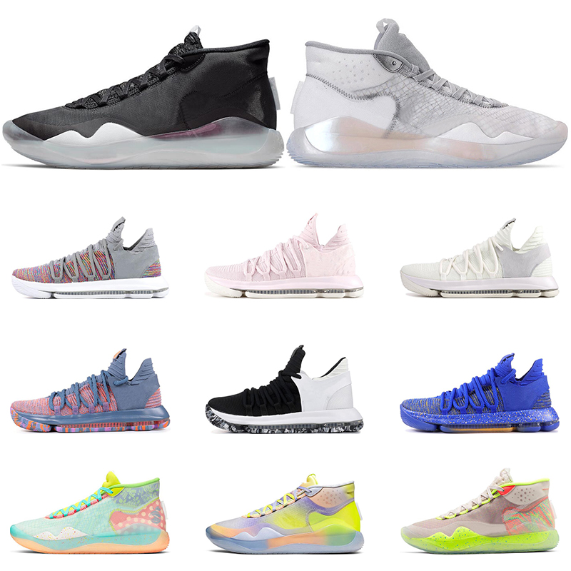 

Hot sale New KD 10 12 Men basketball shoes EYBL WARRIORS HOME Wolf Grey 90S KID MULTI COLOR trainers Sports Sneaker Size 7-12