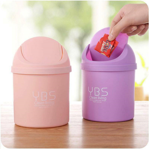 

Mini Desktop Household With Bins Desk Lid Waste Small Clean Trash Can