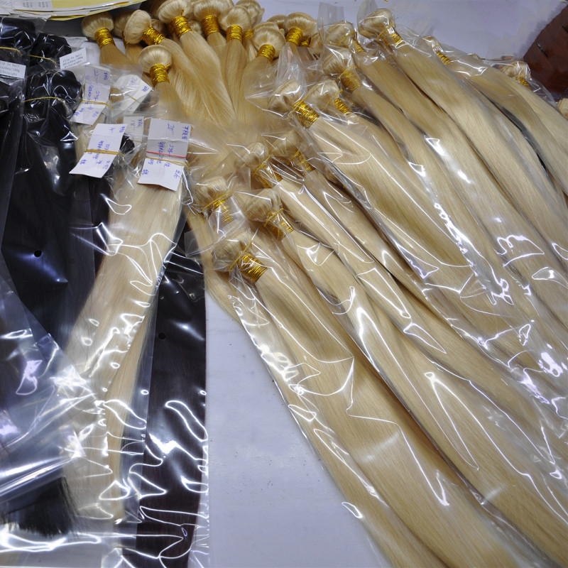 Meilleure vente Blonde Couleur 613 # Bundles Péruvienne Droite Extensions de Cheveux Humains 10 pouces À 28 pouces Remy Trame de Cheveux Brésilie