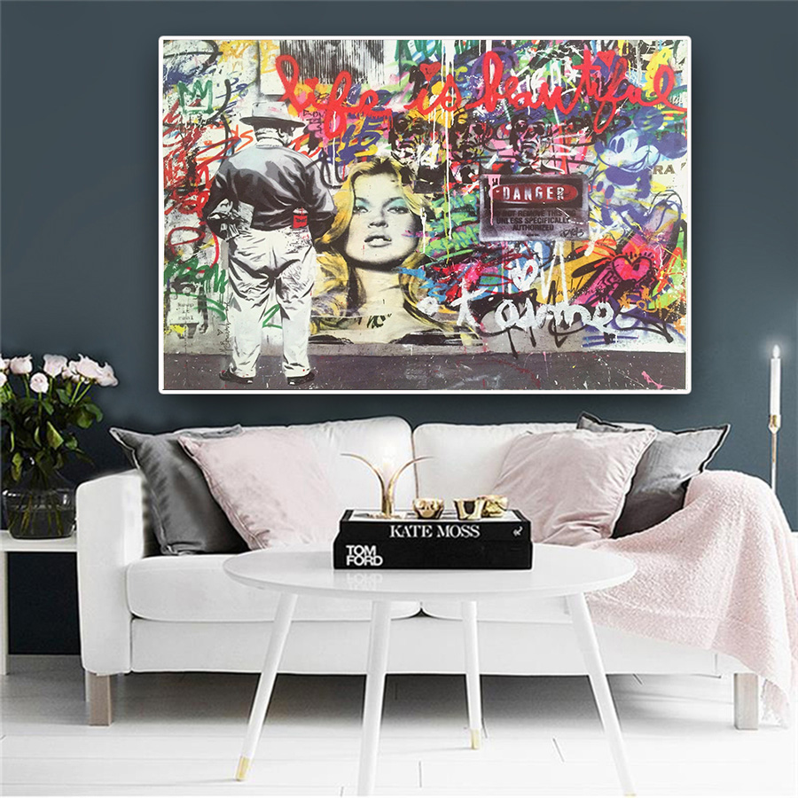 

Street Wall Graffiti Art Abstract Banksy Home Decor Handpainted &HD Print Oil Paintings On Canvas Wall Art Pictures 200120