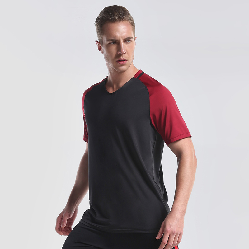 

Men's Short Sleeve Running T-Shirts Quick Dry Football Tees V-Neck Fitness Training Tops, Ma1802001