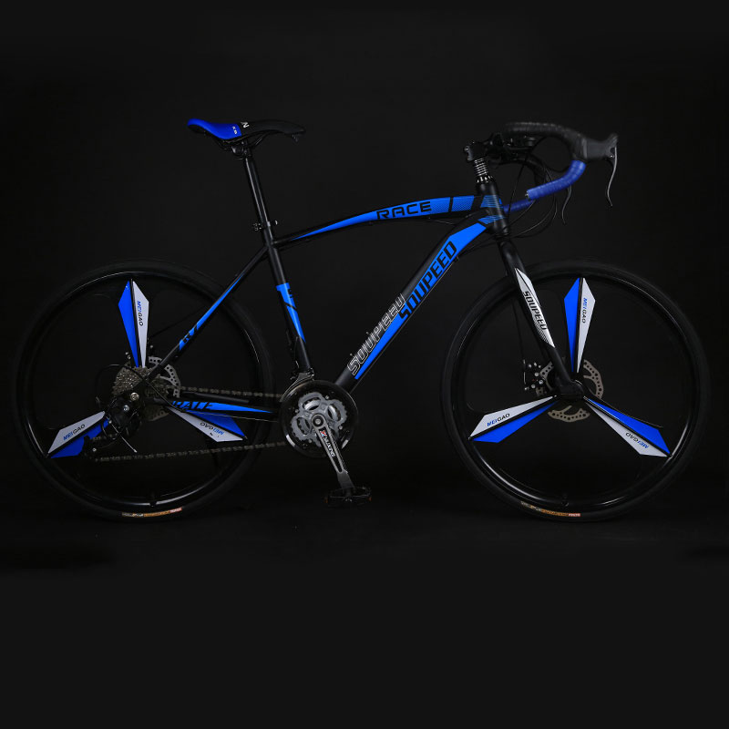 26 Inches 27 Speed Road Bike Solid Tire Shift Bending Muscles Double Disc Brakes One Round Three Knife Student Bicycle-image-545992962