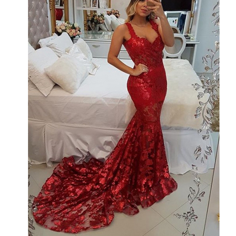 

Red Appliques Mermaid Sexy Prom Dress Sweep Train Cheap Evening Dresses Custom Girls Formal Party Gowns, Purple