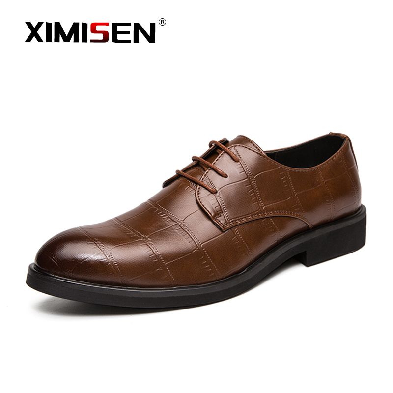 

XIMISEN Fashion Business Dress Men Shoes New Classic Leather Men'S Suits Shoes Fashion Slip On Dress Men Oxfords EU38-48, Black