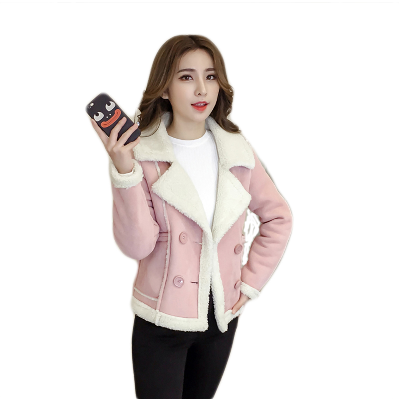 

Lamb Fur Coat Female Autumn Winter Short Parkas Slim Thick Suede Jacket Cotton Clothes 2018 Plus Size Outwear Casco Femminos, Khaki