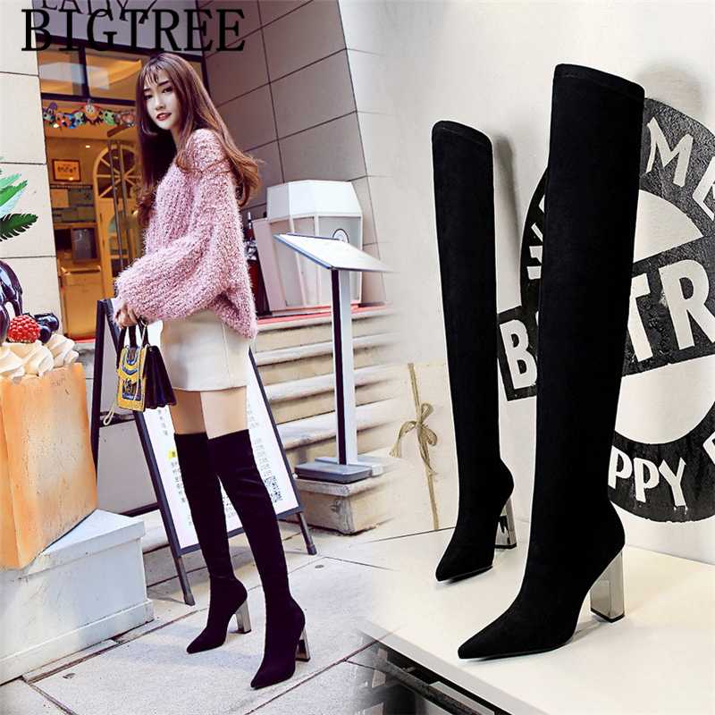 black rhinestone thigh high boots