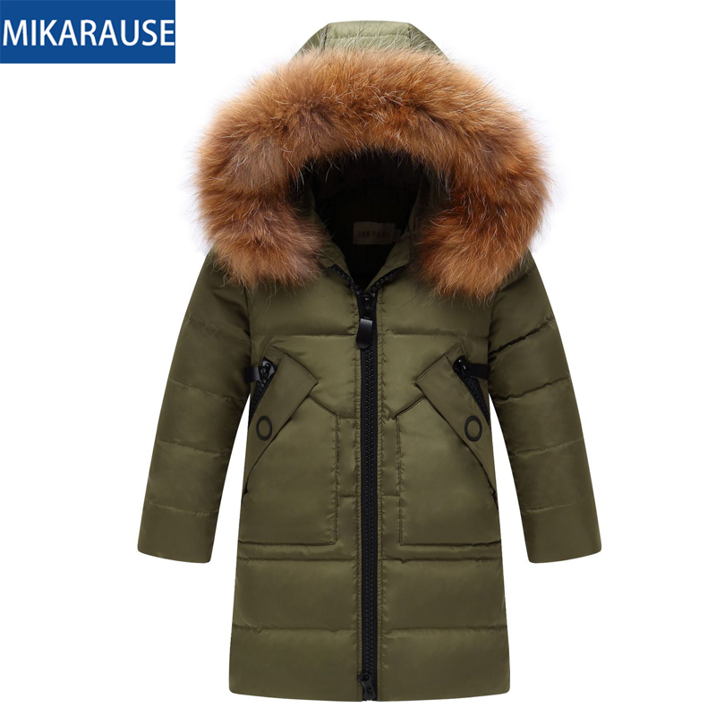 

Mikarause Winter Jacket Girls Winter Coat White Duck Down Parkas Long Warm Outwear Snowsuit Clothes Girls Hooded Coats -30Degres, Black