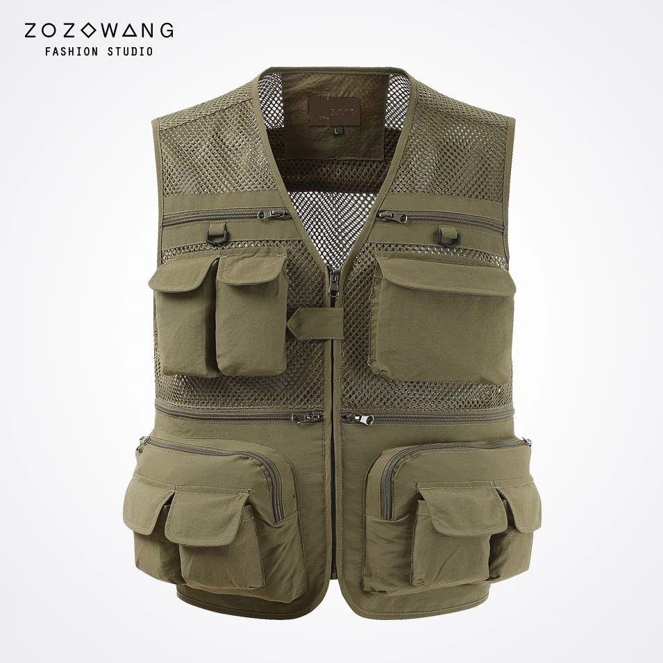 

Summer Outdoors Tactical Mesh Vest Men Breathable Shooting Multi Pockets Vest Shooting Waistcoat Sleeveless Jacket Men's Outerwear Coat