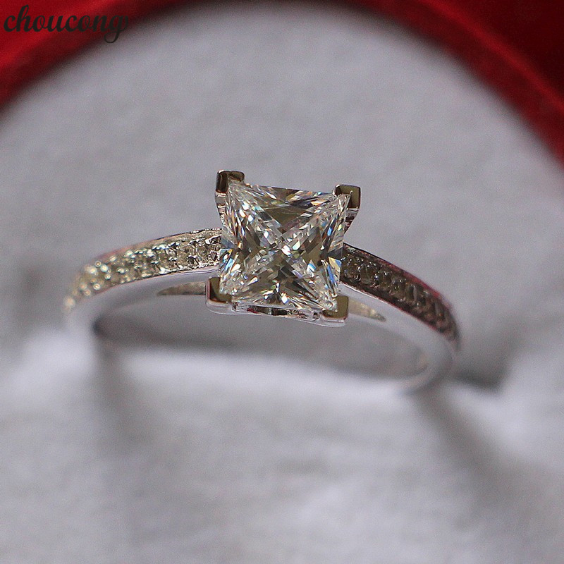 

choucong Classic Promise ring 0.5ct Diamond Cz 925 Sterling silver Engagement Wedding Band Rings for women Bridal Jewelry