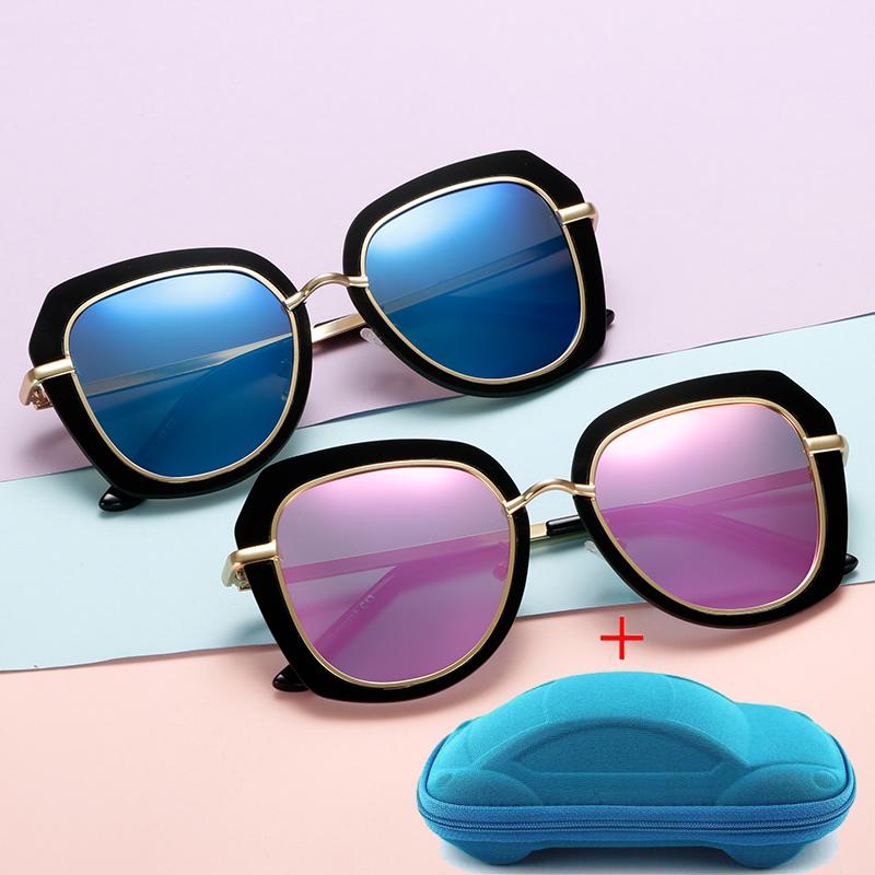 Long Keeper Lunettes de soleil Enfant Cat Eye Bébé Filles Garçon Miroir Polarisé Enfants Lunettes de Soleil Avec Étui En Métal Uv400 Mode Lunette