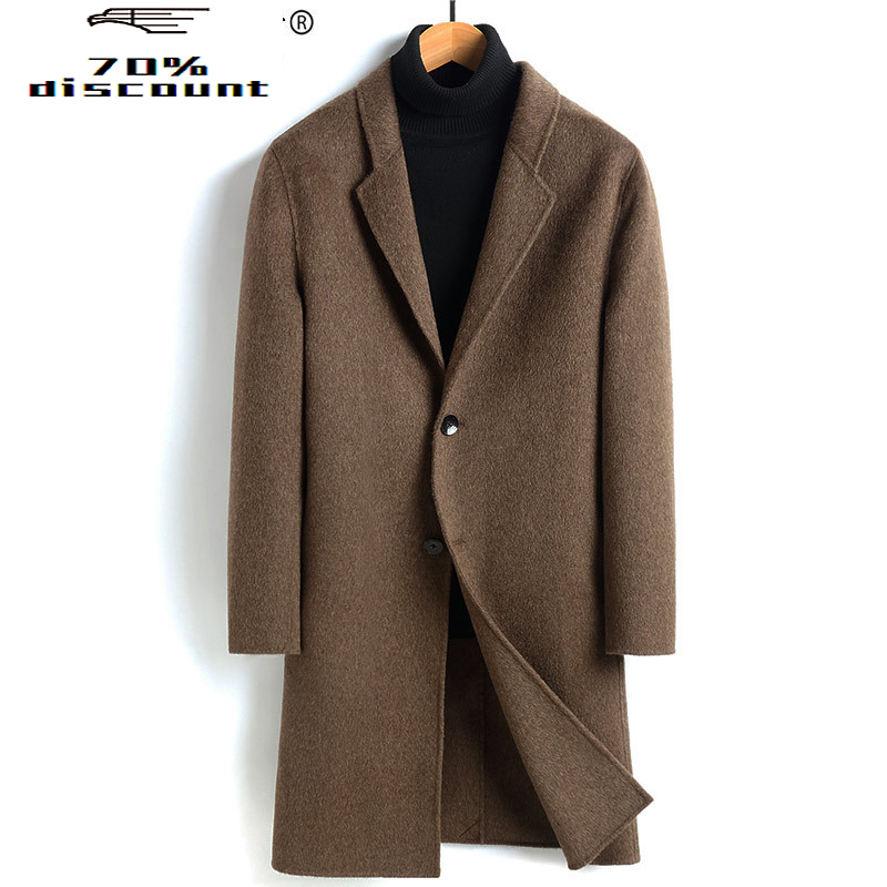 

Double-faced Wool Coat Cashmere Long Jacket Mens Coats and Jackets Overcoat Men's Windbreaker Manteau Homme 829 KJ2406, Beige