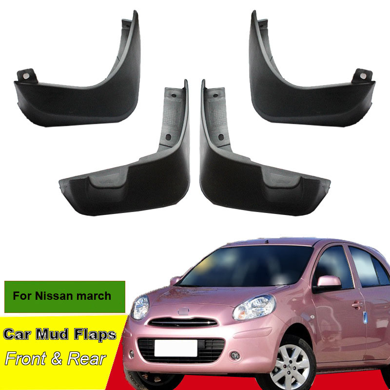 Tommia For Nissan march Car Mud Flaps Splash Guard Mudguard Mudflaps 4pcs ABS Front & Rear Fender-image-539178553