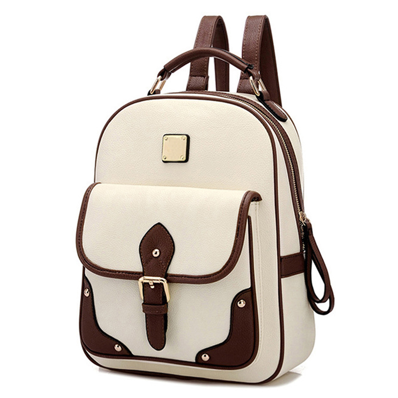 

Designer- Fashion laptop Backpack Designer Patchwork Women Travel Bag Women's PU Leather Backpack girls School college bucket bag, Beige