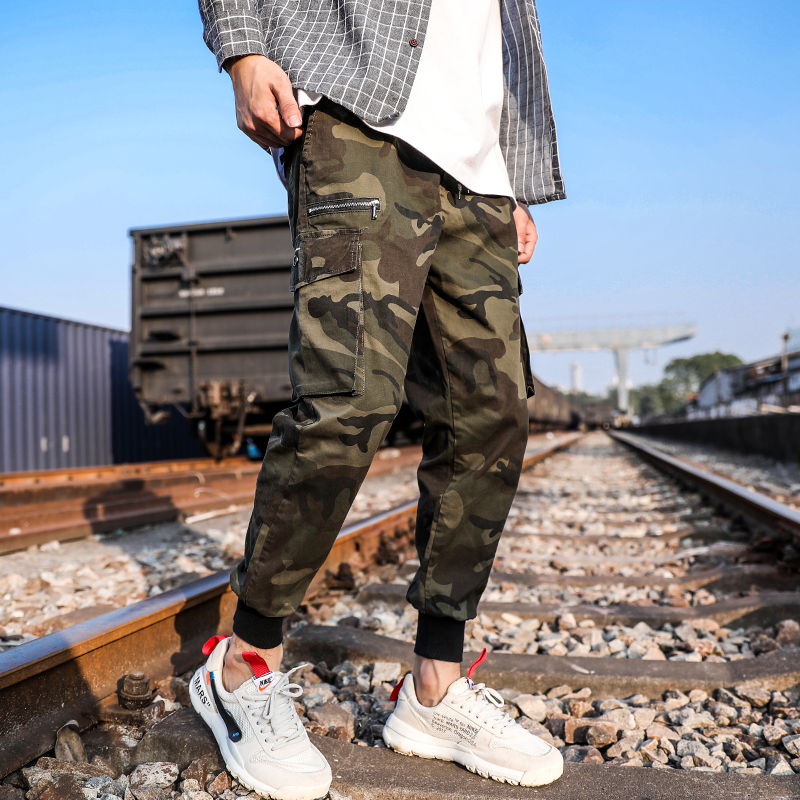 

Harem Pants Camouflage Men Cargo Pant Tactical Streetwear Pant Casual Camo Trousers Multi Pocket pantalones de hombre de 2020, Black