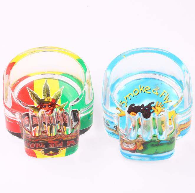 

Hot sale 63mm sticker nighting cranial glass ashtray Personality creative gift