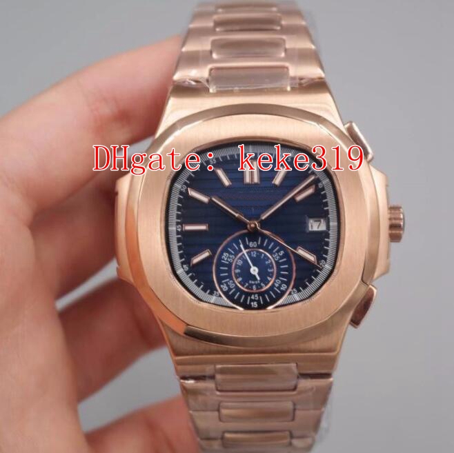

Fashion High good quality Mens Wristwatches 5980/1AR-001 40.5mm 18k Rose Gold Sapphire Glass Mechanical Transparent Mens Watch Watches, Blue