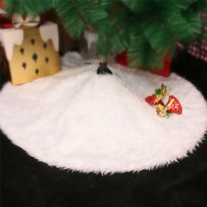 

White Plush Christmas Tree Skirt New Year Decorations for Home Skirt Long Fur Home Decor Rug Under the Tree Navidad Noel snowman