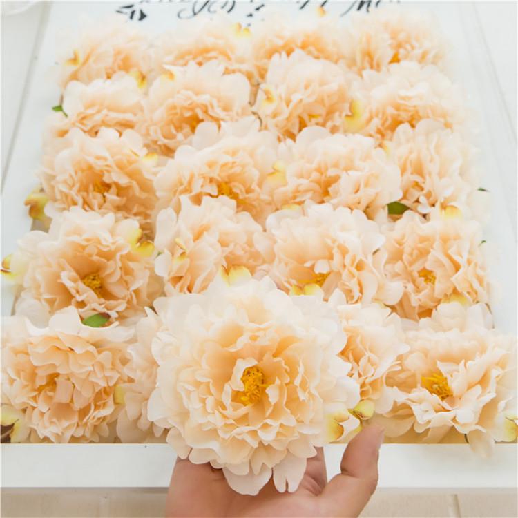 

50PCS High Quality Silk Peony Flower Heads Wedding Party Decoration Artificial Simulation Silk Peony Camellia Rose Flower Wedding Decoration, As picture shows