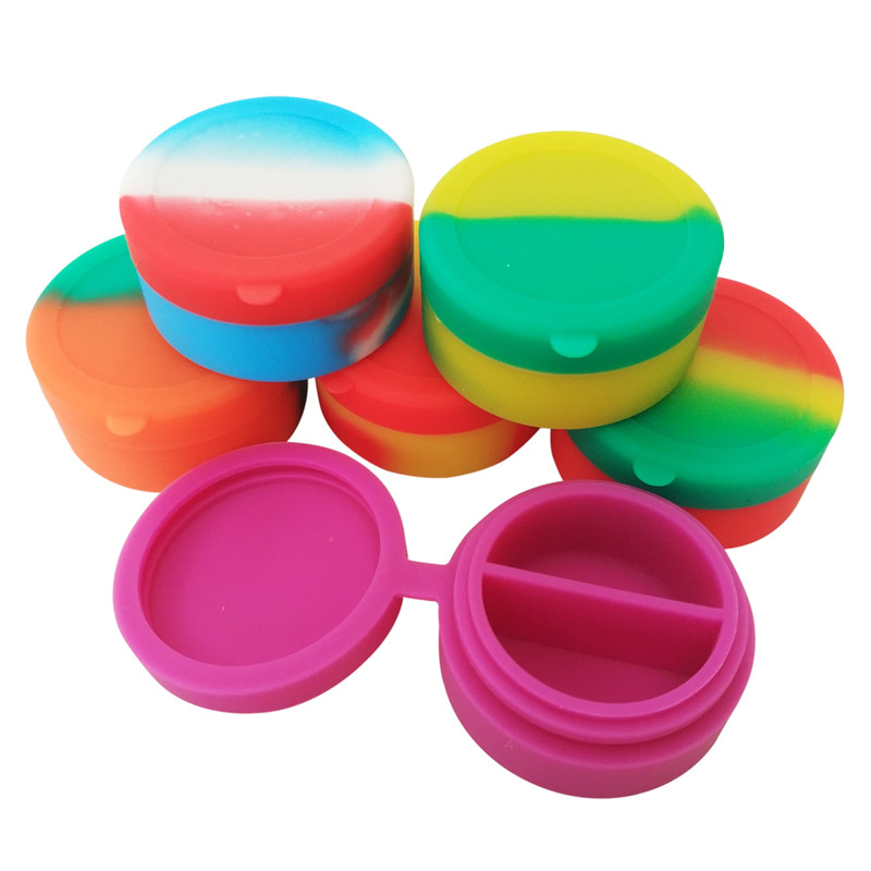 

Wax Container 10pcs/lot 7ml mini silicone container for Dabs Round Shape Silicone Containers wax Silicone Jars Connected Containers