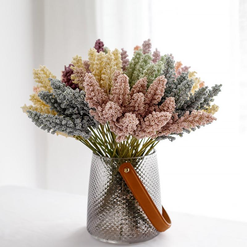 

Artificial Flower Simulation Spike Flowers Decor Wedding Party Ceremony Fake PVC Leaf Home Office Plant Decor, 6pcs
