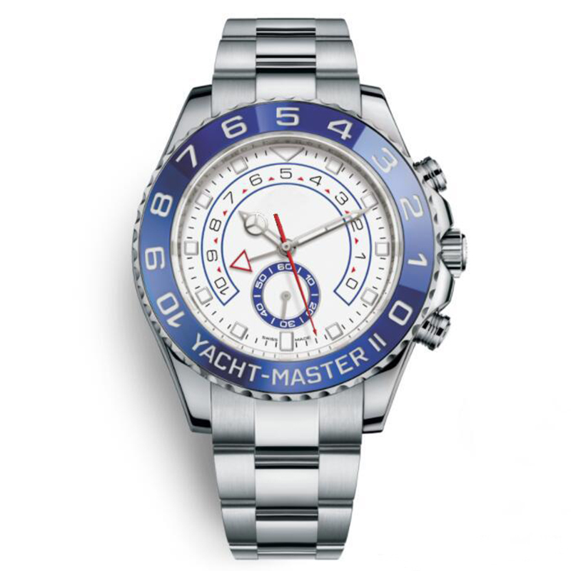 

Hot Factory sale Men Watch 44mm Automatic Blue Ceramic Bezel Mens Stainless Steel Watches Sapphire Glass YACHT Male Wristwatch Multifunction