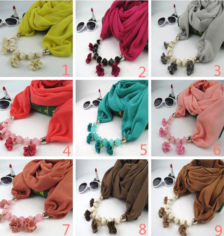 

Fabric Flowers Pendant Scarves Classic Natioanl Ethnic Muslim Scarf 2019 Spring and Autumn Fashion Women Plain Chiffon Wrap Wholesale LSF091