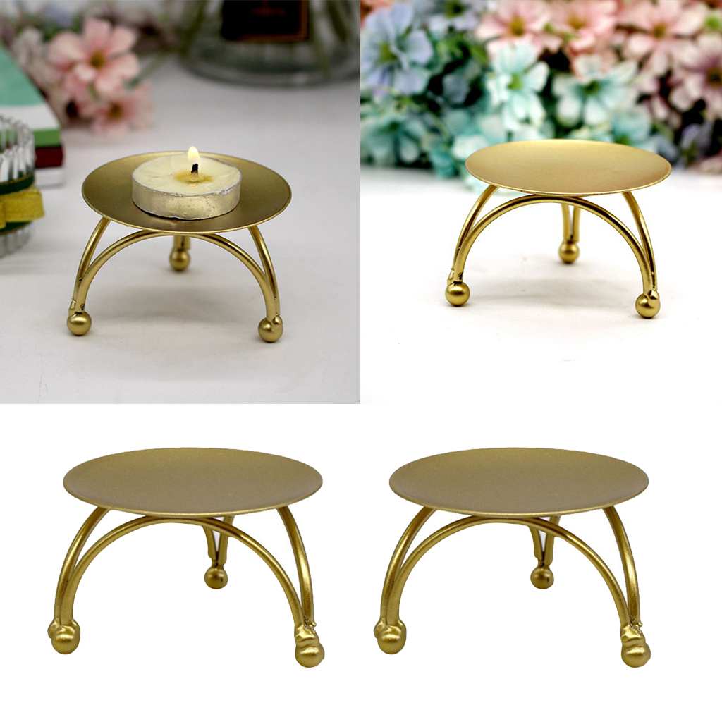 2x Iron Pillar Candle Holder Decorative Gold Plate Candle Holder Centerpiece-image-553702175