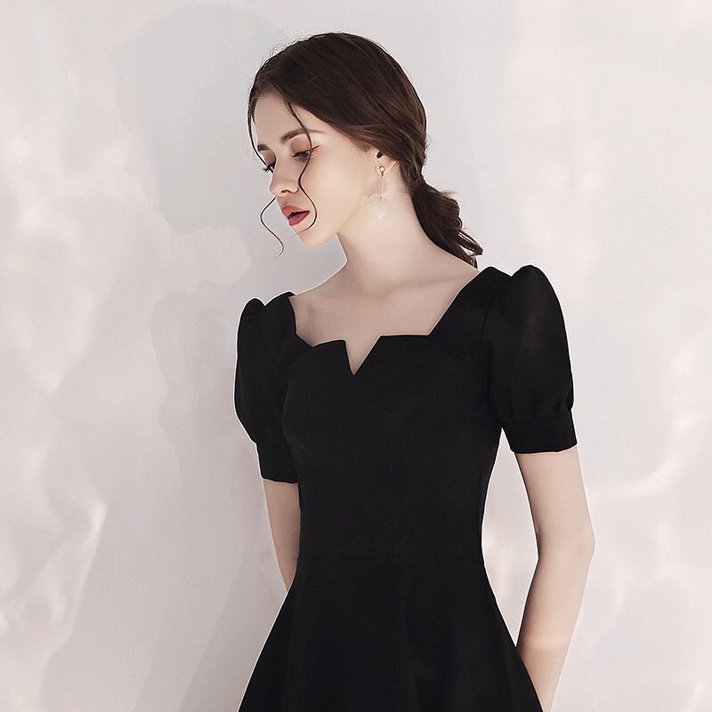 

JS1329J-2020 casual dress French retro fit temperament skirt, Black