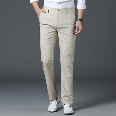 

2020 spring new men's straight pants Korean casual loose trend fashion solid color small feet linen cotton trousers men, Sky blue