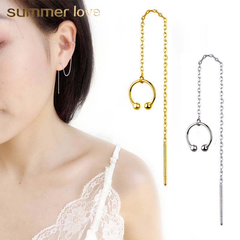 

Hot Sale Long Tassel Chain Ear Cuff Earring for Women Bohemian Style Retro Silver Gold Earring Clip Popular Lady Jewelry Party Gift