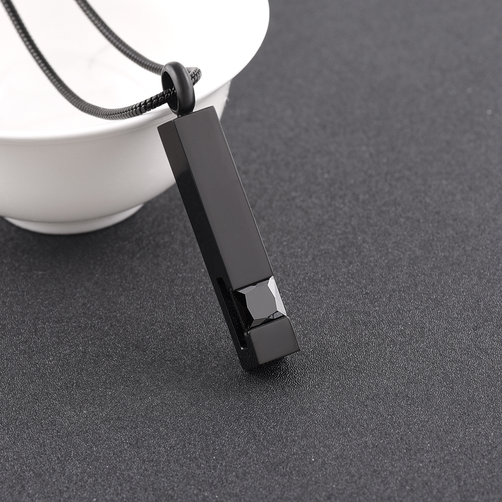 

SB118 Black Birthstone Black Bar Memorial Urn Necklace, Eternal Love Stainless Steel Cremation Jewelry for Human Ashes