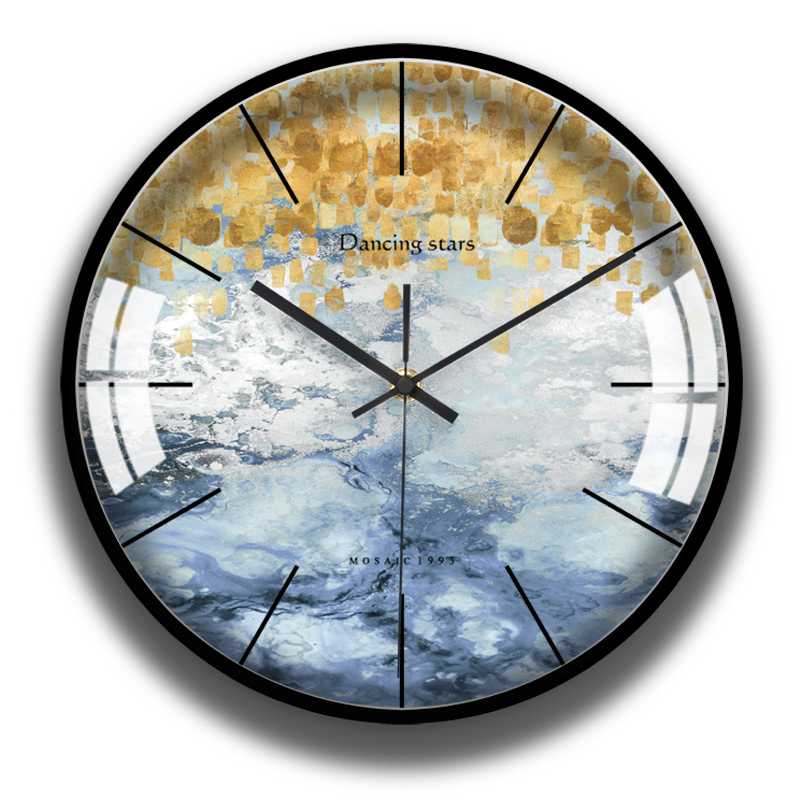 

Europe Creative Wall Clcok Abstract Modern Living Room Blue Pink Art Mute 12 Inch Round Retro Bedroom Wall Clocks l