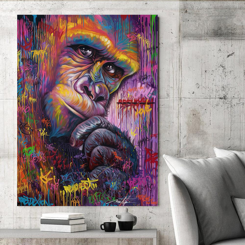 

Animal Canvas Painting Gorilla Graffiti Art Wall Painting Abstract Art Monkey Wall Pictures For Living Room 191005