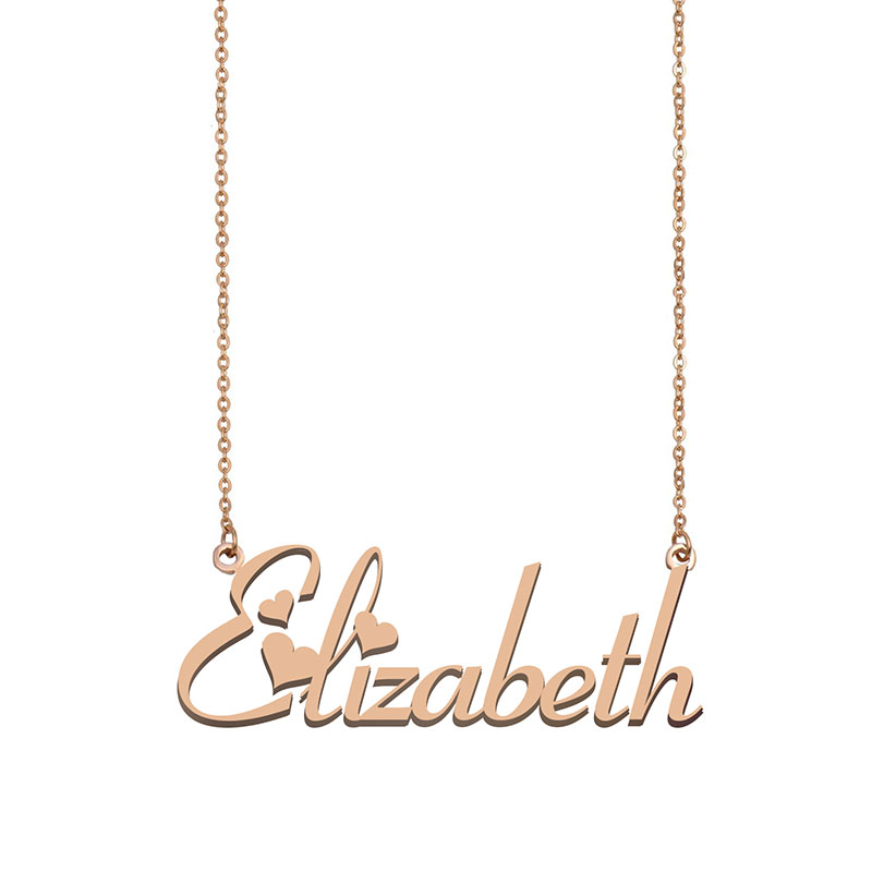 Elizabeth Name Necklace Pendant for Women Girls Birthday Gift Custom Nameplate Kids Best Friends Jewelry 18k Gold Plated Stainless Steel-image-530786412