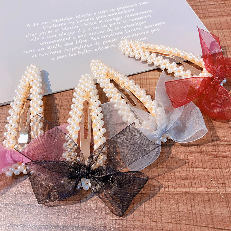 

Fashion pearl kids Barrettes hair bows Hair Clips lace BB Clip hair accessories for girls Hairclips Boutique princess Barrettes A3406, Multi-color