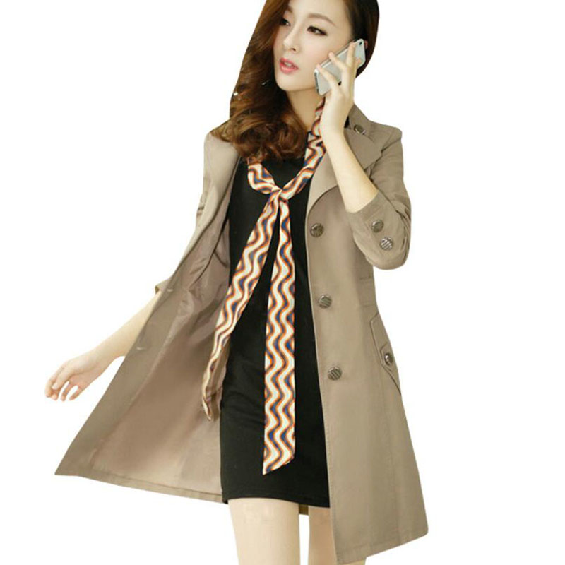 

2019 Spring Autumn New Female Waist Windbreaker Large Size 4XL Mid-Long Trench Coat Fashion Loose Wild Casual Manteau Femme D30, Beige