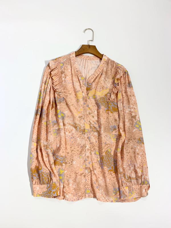 

Women Shirt Orange 100% Viscose Long Sleeve Shirt