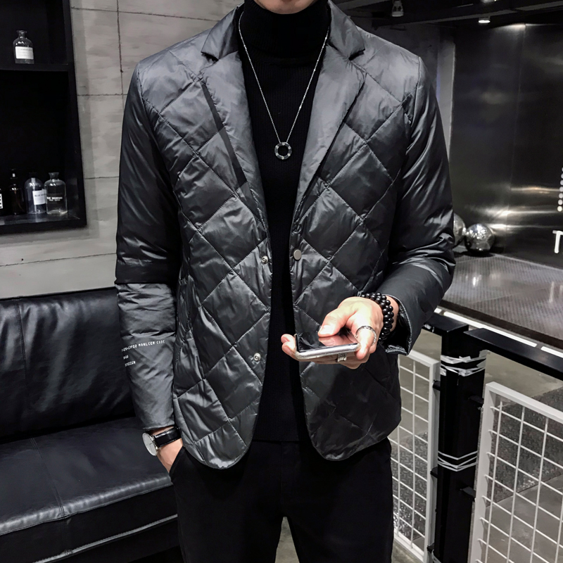 

Plus size men's jacket autumn and winter casual black down jacket thick warm