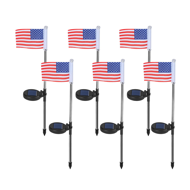 

US Flag Solar Powered Garden Stake Light American Flag Pathway Lights Solar Flag Lights with Metal Pole Stake